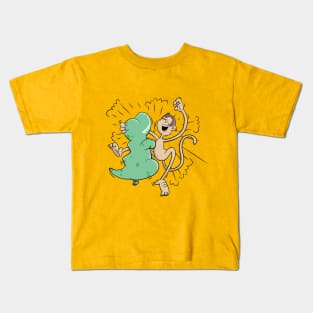 Cute Monkey junior meets his inflatable Arch Enemy Kids T-Shirt